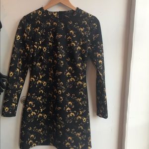 Long sleeved black and yellow floral dress